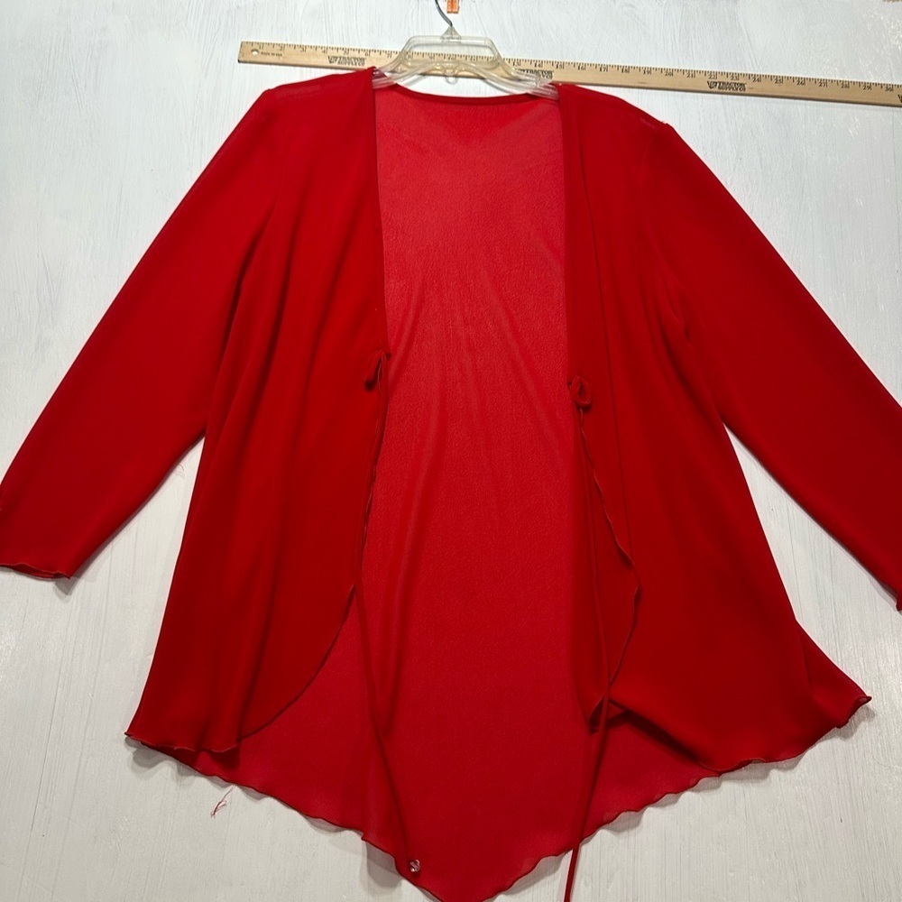 Vtg 80s Cattiva Saks Fifth Avenue Red Tiered Ruffle Dress Jacket Set Sz 12 USA - Picture 7 of 12